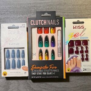 Clutch Nails Dumpster Fire Stiletto Set Kiss Press On Nails